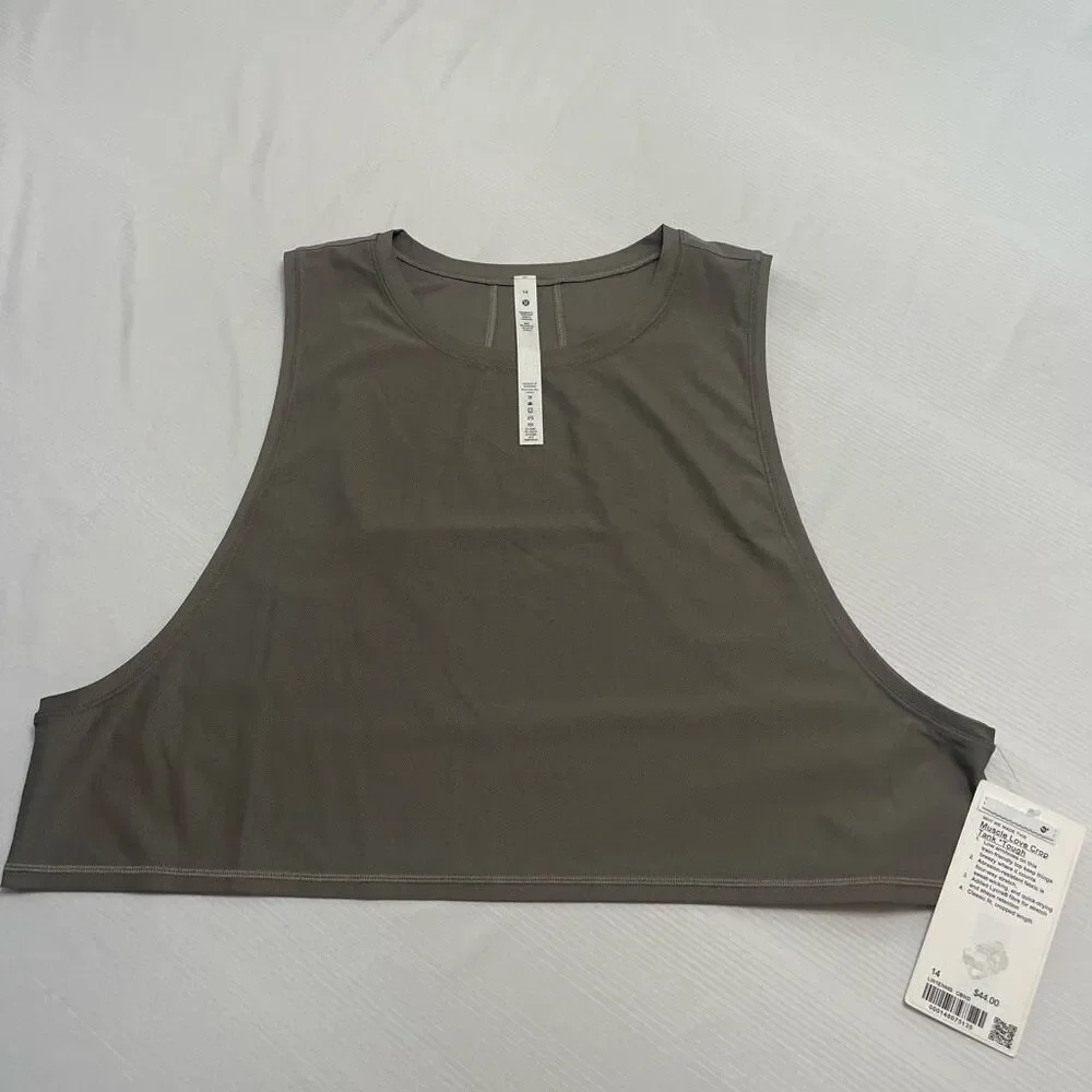 NWT Lululemon Muscle Love Crop Tank Tough Dark Olive Green Size 14 New